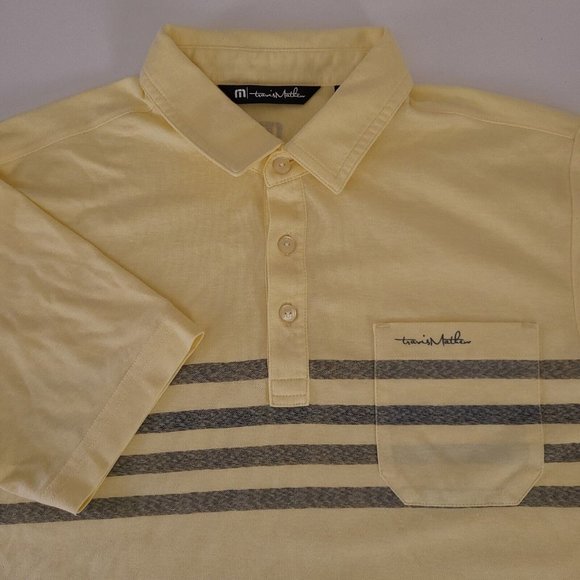 Travis Mathew Other - Travis Mathew Mens Shirt Yellow Striped Pocket Polo